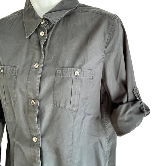 Gap Black Long Sleeve Button-Up Shirt M Womens Casual Cotton 87v - Picture 8 of 9